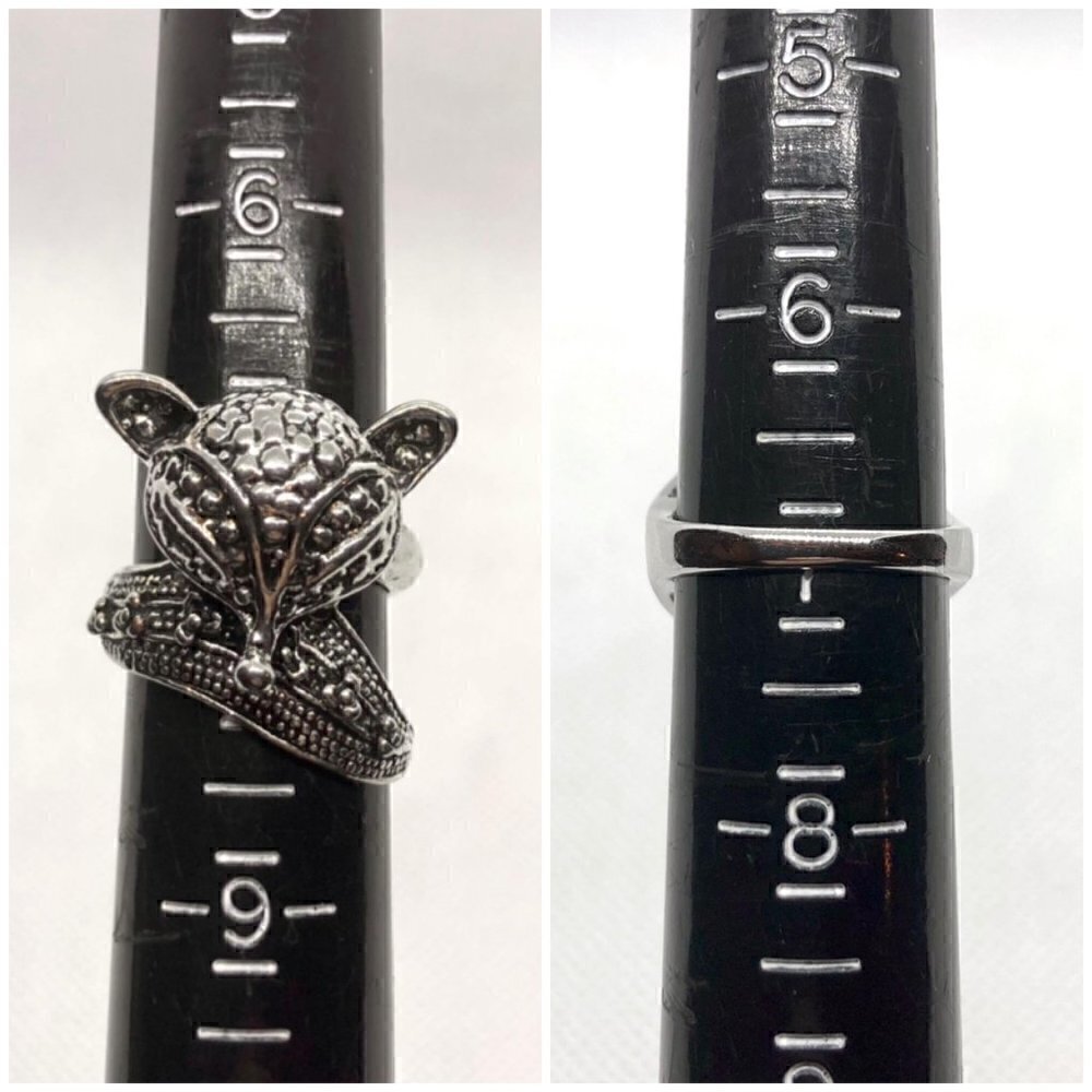 Antique Silver Plated Fox Ring Size 7.5 - Picture 9 of 10